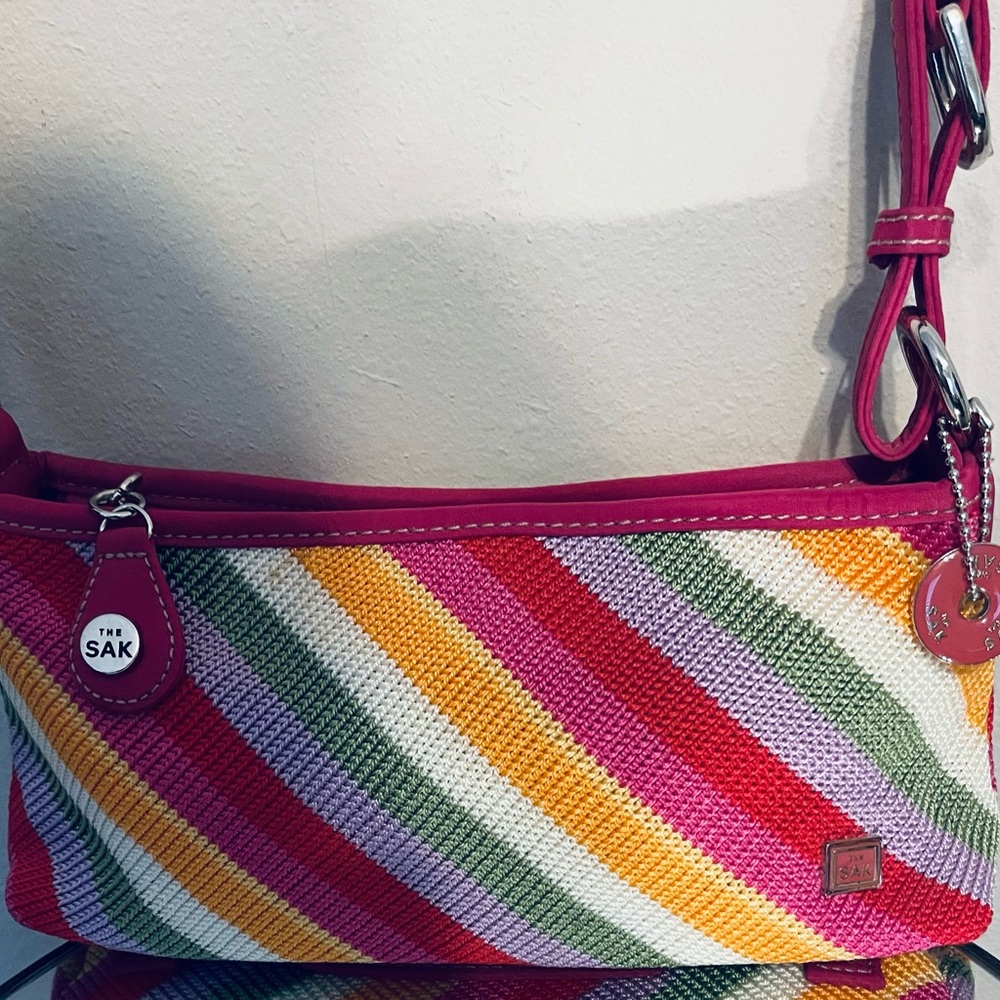 The Sak Pink Multicolor Diagonal Stripe Shoulder Bag - Picture 5 of 9